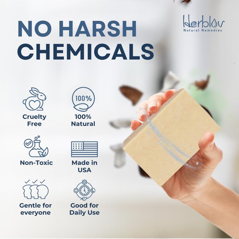 Herblov Eczema Soap Bar for Face and Body All Natural Dermatitis Psoriasis Treatment for Dry Itchy Sensitive Skin Relief Gentle Detoxifying Healing AntiItch Oatmeal Goat Milk Wash for Kids Adults - Image 4