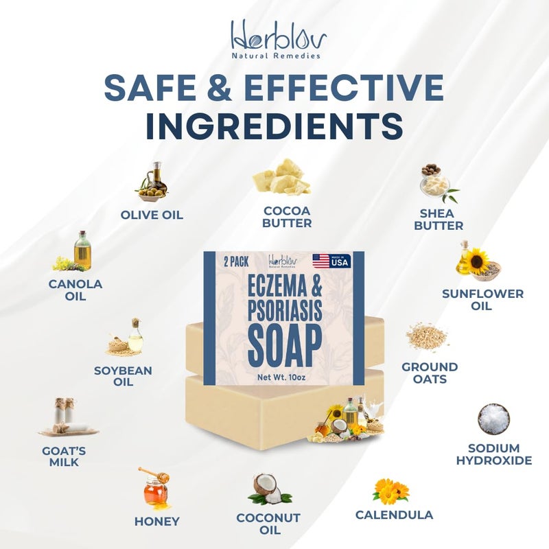 Herblov Eczema Soap Bar for Face and Body All Natural Dermatitis Psoriasis Treatment for Dry Itchy Sensitive Skin Relief Gentle Detoxifying Healing AntiItch Oatmeal Goat Milk Wash for Kids Adults - Image 5