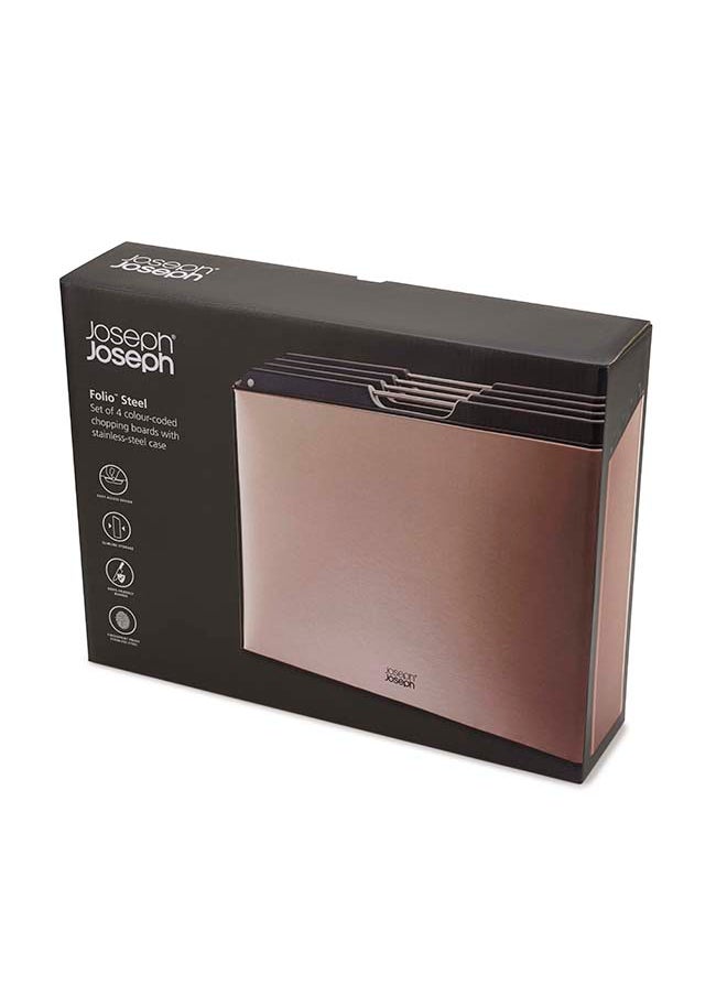Joseph Joseph Joseph Joseph Folio Steel Chopping Board SET 4 pieceS - Rose Gold  - Image 2
