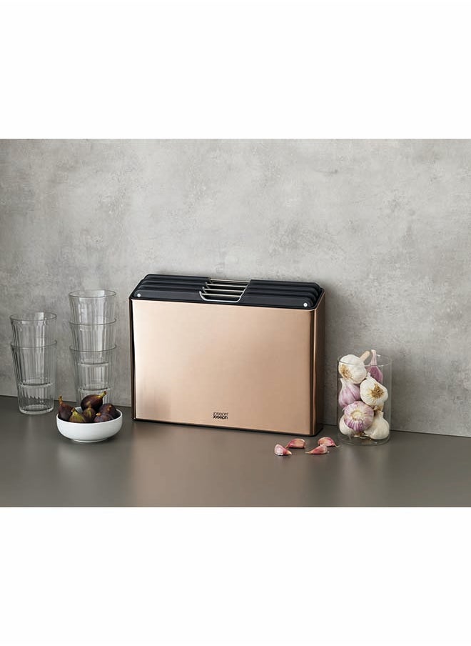 Joseph Joseph Joseph Joseph Folio Steel Chopping Board SET 4 pieceS - Rose Gold  - Image 4