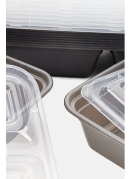 Just Cook 20 Pieces Two Compartment Rectangle Meal Prep Set, Grey  - Image 4