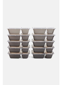 Just Cook 20 Pieces Two Compartment Rectangle Meal Prep Set, Grey  - Image 2