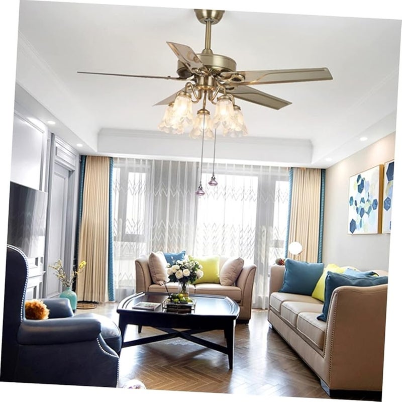 سلسلة سحب مروحة السقف الكريستالية الوردية قلادة كلاسيكية بديلة سهلة الإمساك شكل ماسي زخرفة معلقة زخرفية - Image 3