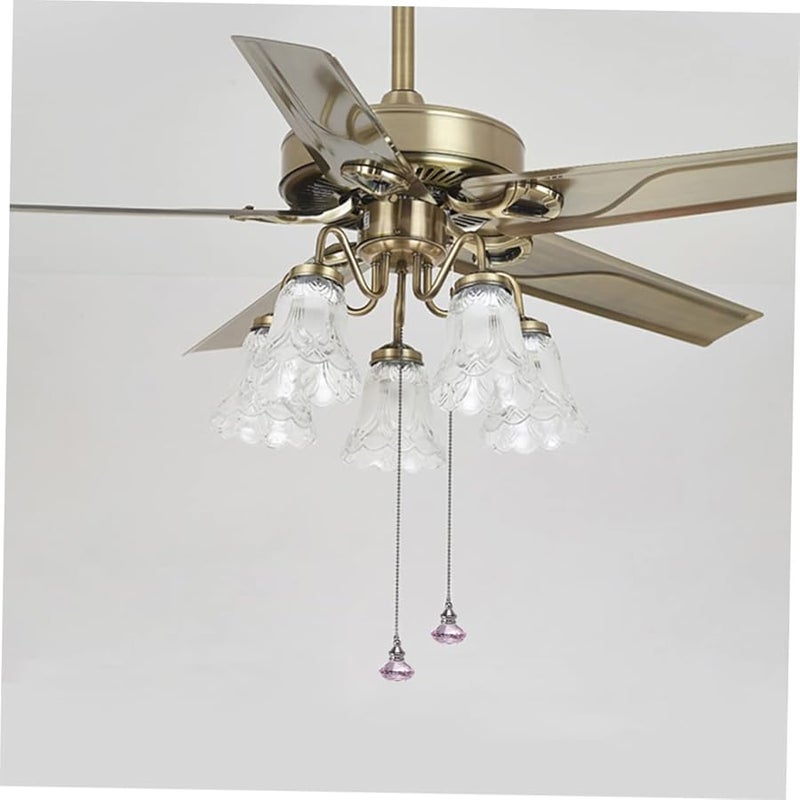 سلسلة سحب مروحة السقف الكريستالية الوردية قلادة كلاسيكية بديلة سهلة الإمساك شكل ماسي زخرفة معلقة زخرفية - Image 4