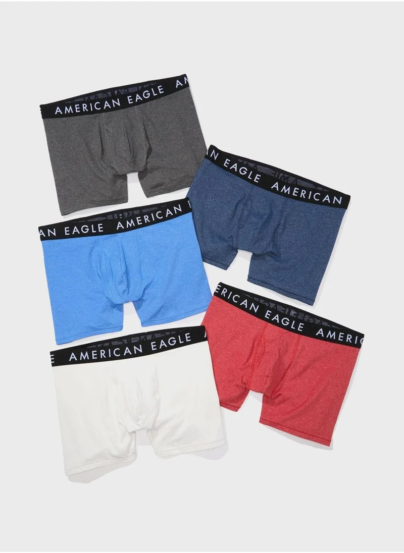 American Eagle 5 Pack Logo Boxer Briefs (Mid-length)