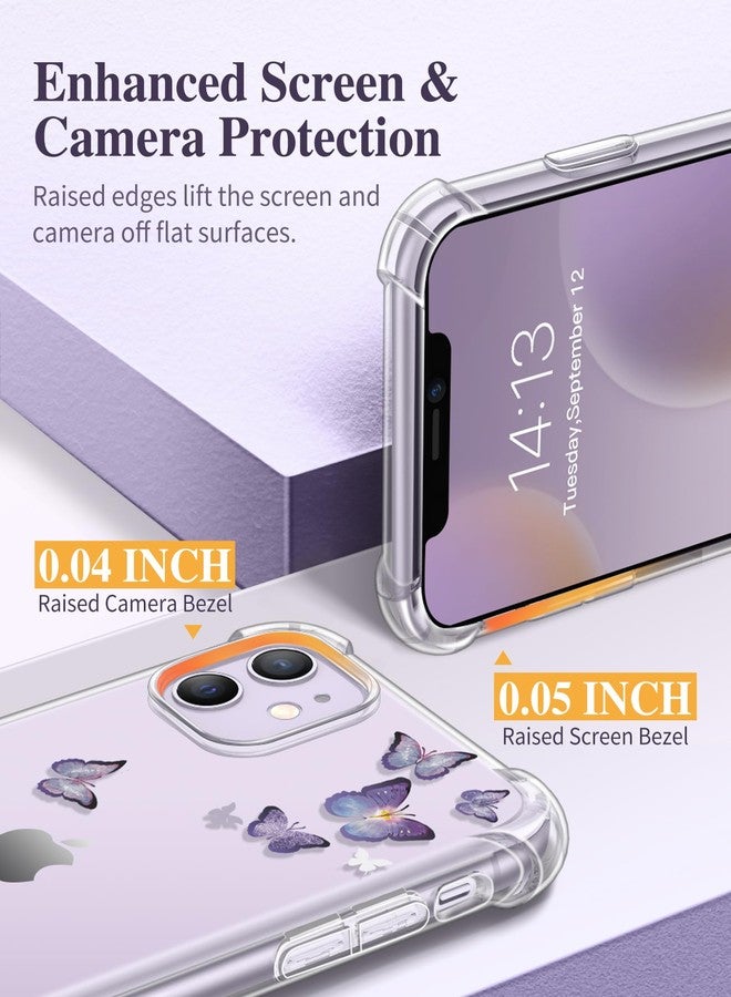 جراب GVIEWIN لهاتف iPhone 11 مع واقي شاشة + واقي عدسة الكاميرا، [لا يصفر] غطاء حماية شفاف ناعم من مادة TPU مقاوم للصدمات للنساء والفتيات، جراب هاتف بنقشة زهور 6.1 بوصة - Image 5
