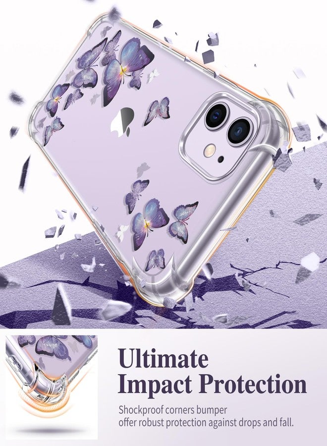 جراب GVIEWIN لهاتف iPhone 11 مع واقي شاشة + واقي عدسة الكاميرا، [لا يصفر] غطاء حماية شفاف ناعم من مادة TPU مقاوم للصدمات للنساء والفتيات، جراب هاتف بنقشة زهور 6.1 بوصة - Image 4