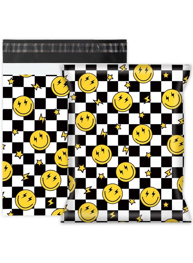 وولاين 100 قطعة ابتسامات الشطرنج بولي ميلر 10 × 13 بوصة أكياس بريدية مقاومة للدموع مع Selfseal أبيض أسود أصفر تسليم المغلفات أكياس التعبئة والتغليف البلاستيكية للأعمال التجارية الصغيرة التعبئة المتحركة - Image 1