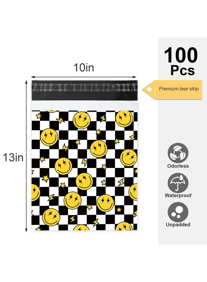 وولاين 100 قطعة ابتسامات الشطرنج بولي ميلر 10 × 13 بوصة أكياس بريدية مقاومة للدموع مع Selfseal أبيض أسود أصفر تسليم المغلفات أكياس التعبئة والتغليف البلاستيكية للأعمال التجارية الصغيرة التعبئة المتحركة - Image 2