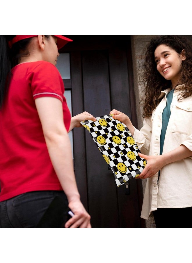 وولاين 100 قطعة ابتسامات الشطرنج بولي ميلر 10 × 13 بوصة أكياس بريدية مقاومة للدموع مع Selfseal أبيض أسود أصفر تسليم المغلفات أكياس التعبئة والتغليف البلاستيكية للأعمال التجارية الصغيرة التعبئة المتحركة - Image 5