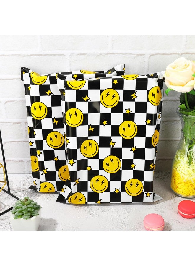 وولاين 100 قطعة ابتسامات الشطرنج بولي ميلر 10 × 13 بوصة أكياس بريدية مقاومة للدموع مع Selfseal أبيض أسود أصفر تسليم المغلفات أكياس التعبئة والتغليف البلاستيكية للأعمال التجارية الصغيرة التعبئة المتحركة - Image 4