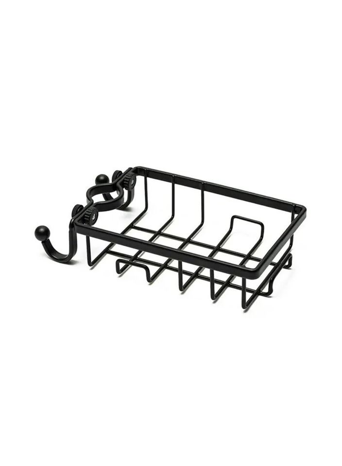1-Piece Kitchen Sink Faucet Rack Sponge Rag Storage Drain Shelf,Bathroom Shower Rod Hanging Iron Basket Soap Dish Shampoo Holder,Colour Black - Image 4