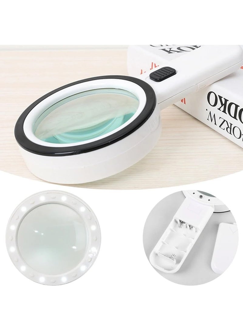 PTTIMFFM 30X LED Lighted Magnifying Glass, Large Handheld Illuminated Magnifier with 12 LEDs for Seniors’ Reading, Coins, Jewelry, Craft Inspection - Image 5