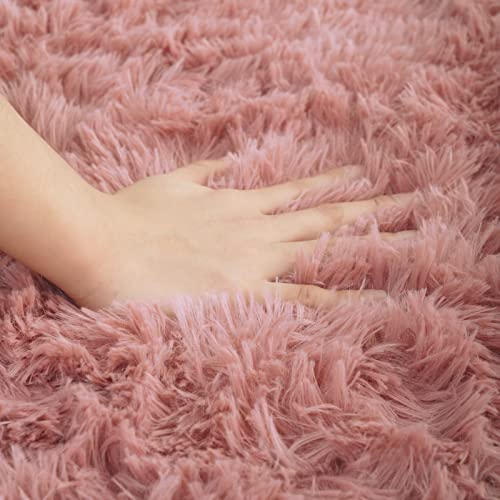 ISEAU 4x6 Area Rug for Living Room, Blush Rugs for Bedroom, Dorm, College, Apartment, Soft Shaggy Carpets, Machine Washable Mats, Under Bed, On Nursery Floors Mat, Boys, Girls Room Carpet - Image 5