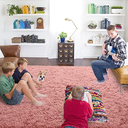 ISEAU 4x6 Area Rug for Living Room, Blush Rugs for Bedroom, Dorm, College, Apartment, Soft Shaggy Carpets, Machine Washable Mats, Under Bed, On Nursery Floors Mat, Boys, Girls Room Carpet - Image 4