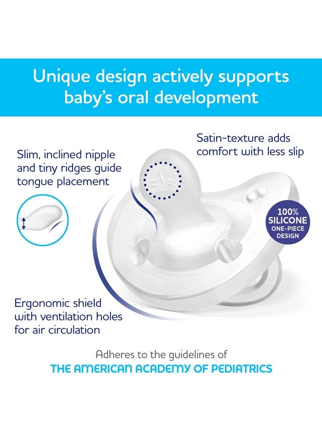 Chicco PhysioForma 100% Soft Silicone One Piece Pacifier for Babies 0-6 Months | BPA & Latex Free | Reusable Case | Blue/Green, 2pk - Image 4