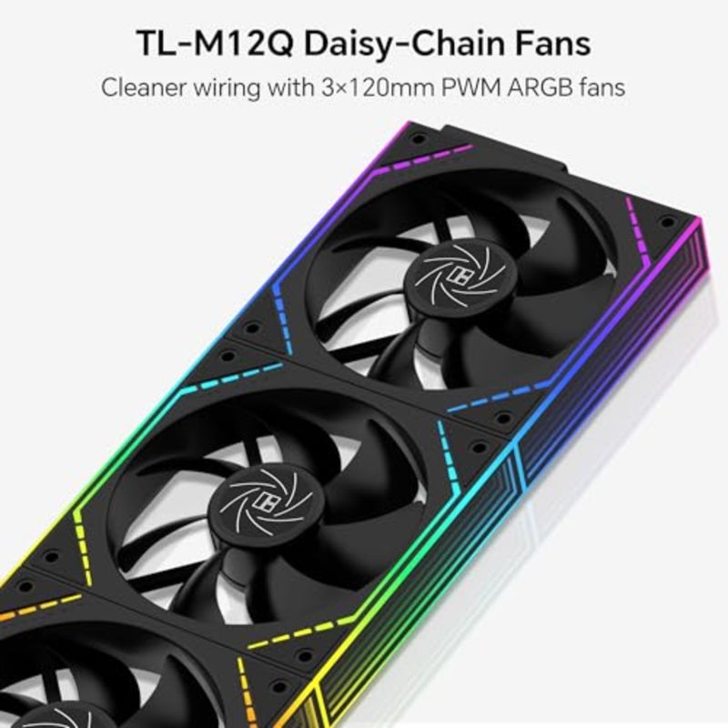 FW360 SE ARGB V2 360mm CPU AIO Liquid Cooler for Desktop - TL-M12Q 2000RPM Daisy-Chain Fans, 2" LCD Display Screen, for AM4/AM5 and Intel 1700/1851 3000RPM Pump, 3×TL-M12Q 120mm PWM Daisy-Chain Fans, for AMD AM5/AM4 and Intel LGA1851/1700 - Image 4