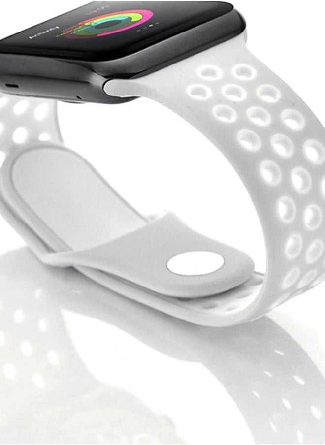 Generic - Soft Silicone Replacement Strap Wristband For Apple Watch 42/44/45mm Nike Band Series 5/6/7 Grey/White - Image 1