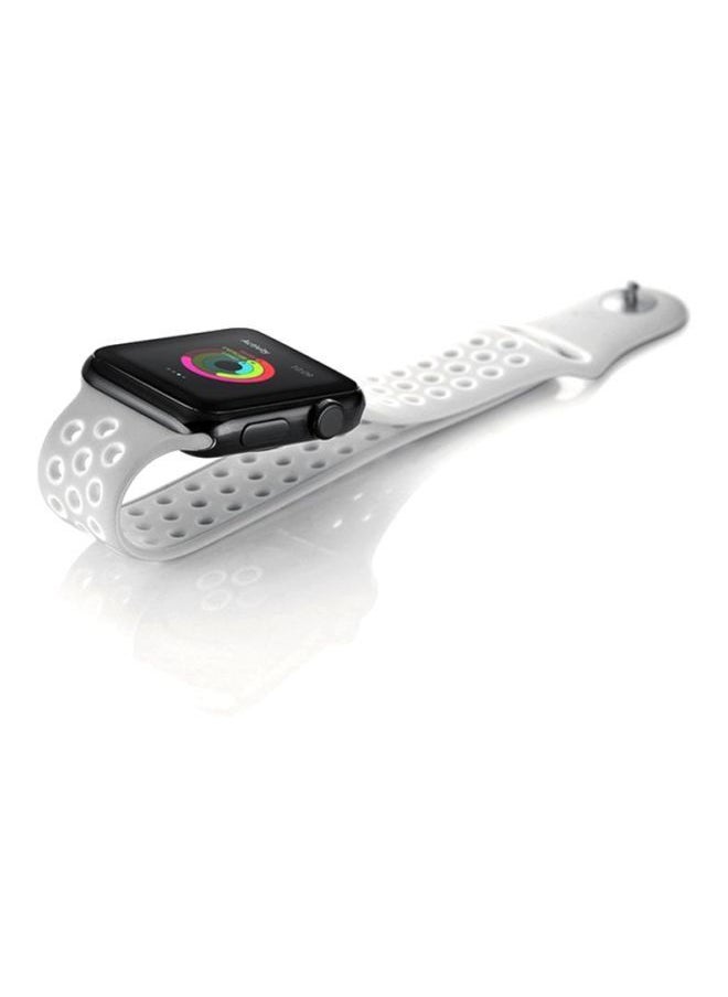 Generic - Soft Silicone Replacement Strap Wristband For Apple Watch 42/44/45mm Nike Band Series 5/6/7 Grey/White - Image 1