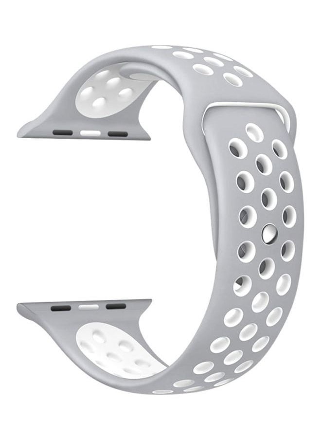 Generic - Soft Silicone Replacement Strap Wristband For Apple Watch 42/44/45mm Nike Band Series 5/6/7 Grey/White - Image 1