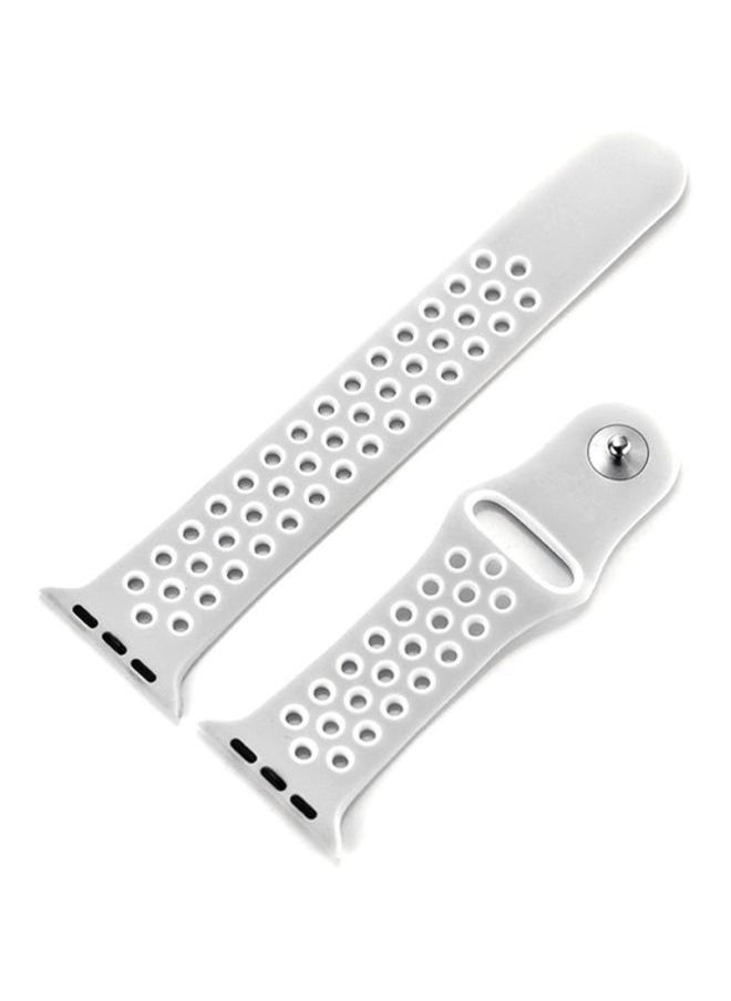 Generic - Soft Silicone Replacement Strap Wristband For Apple Watch 42/44/45mm Nike Band Series 5/6/7 Grey/White - Image 1