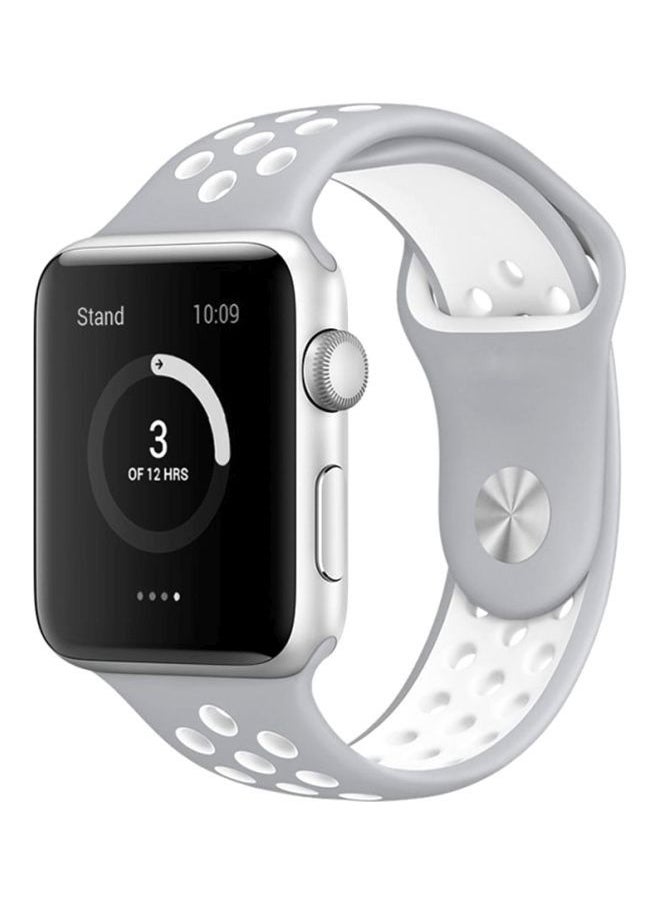 Generic - Soft Silicone Replacement Strap Wristband For Apple Watch 42/44/45mm Nike Band Series 5/6/7 Grey/White - Image 1