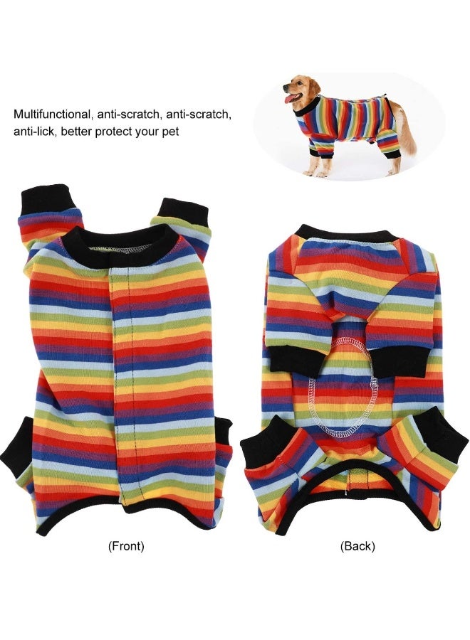 Dog Surgical Recovery Suit Rainbow Color Anti- licking Dog Abdominal Wounds Bandages Post- Operative Onesie for E-Collar Dogs Cats After Surgery Colorful - Image 4