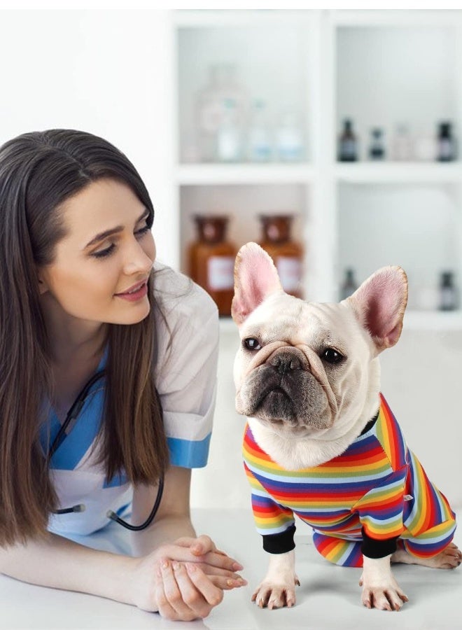 Dog Surgical Recovery Suit Rainbow Color Anti- licking Dog Abdominal Wounds Bandages Post- Operative Onesie for E-Collar Dogs Cats After Surgery Colorful - Image 2