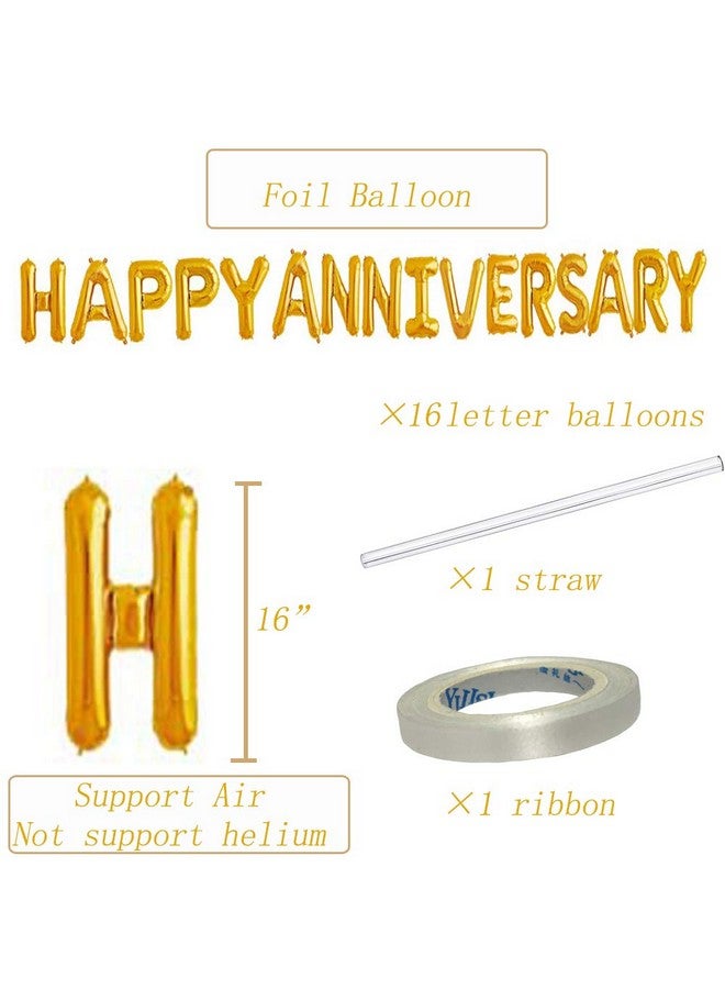 Tellpet HAPPY ANNIVERSARY Balloons, Anniversary Party Decorations, Gold, 16 Inch - Image 2
