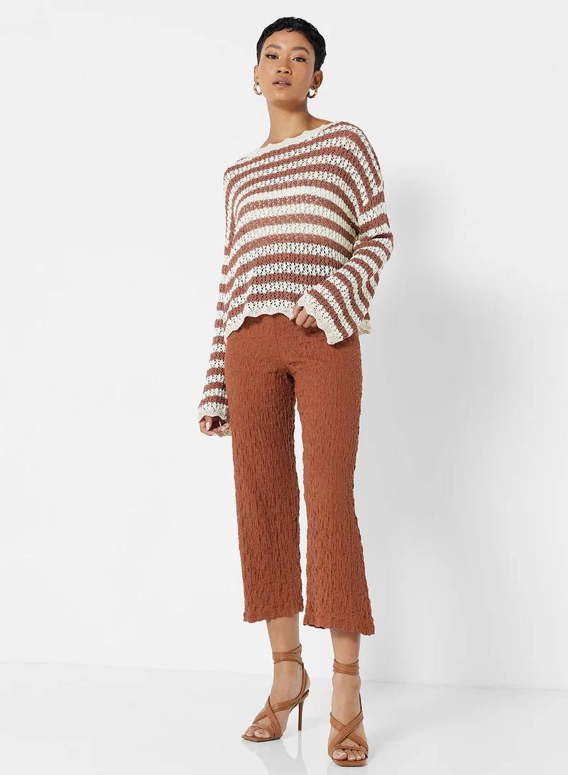 MANGO Textured Crop Pants