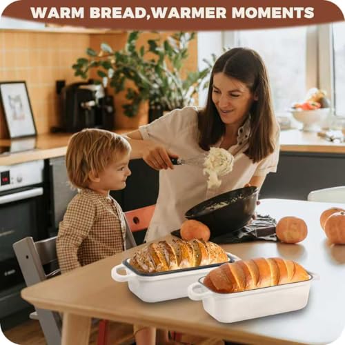 Articasting Cast Iron Bread Loaf Pan with Lid, Loaf Pans for Baking Bread 9x5, Enameled Bread Pans for Homemade Bread, Sourdough, Set of 2, Cream - Image 2