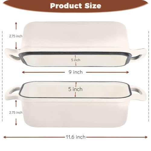 Articasting Cast Iron Bread Loaf Pan with Lid, Loaf Pans for Baking Bread 9x5, Enameled Bread Pans for Homemade Bread, Sourdough, Set of 2, Cream - Image 3