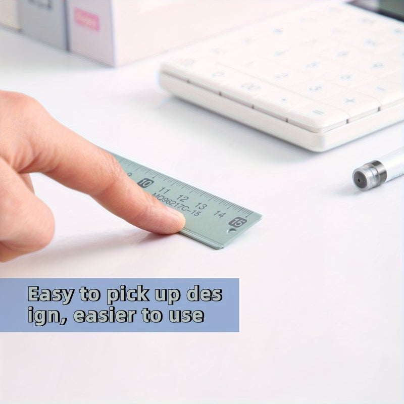 1 قطعة مسطرة ألمنيوم بلون الزيتون الأخضر مضادة لقصر النظر، بألوان الماكرون، سهلة الاستخدام، بحافة مستقيمة وأرقام كبيرة، مقياس 7.87 بوصة. - Image 3