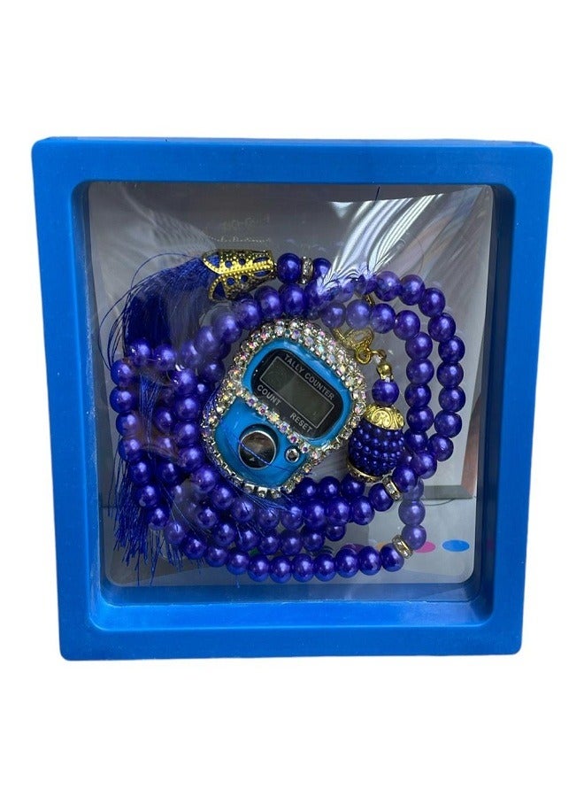 1 Piece Prayer Finger Ring Counter with Rhinestones and Muslim Prayer Beads and Tasbeeh  - Image 1