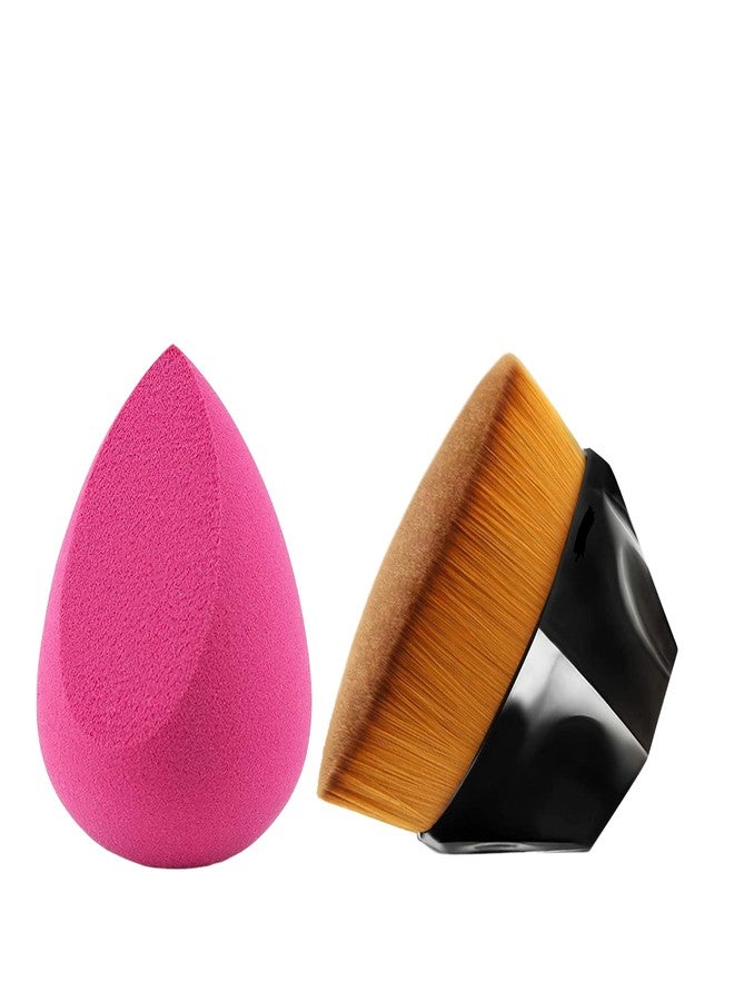 MEPOINT Foundation Brush for Face Blush Liquid Powder Foundation Blusher Brush for Blending Liquid, Compact Powder Brush, Cream or Flawless Powder Cosmetics with face sponge - Image 1