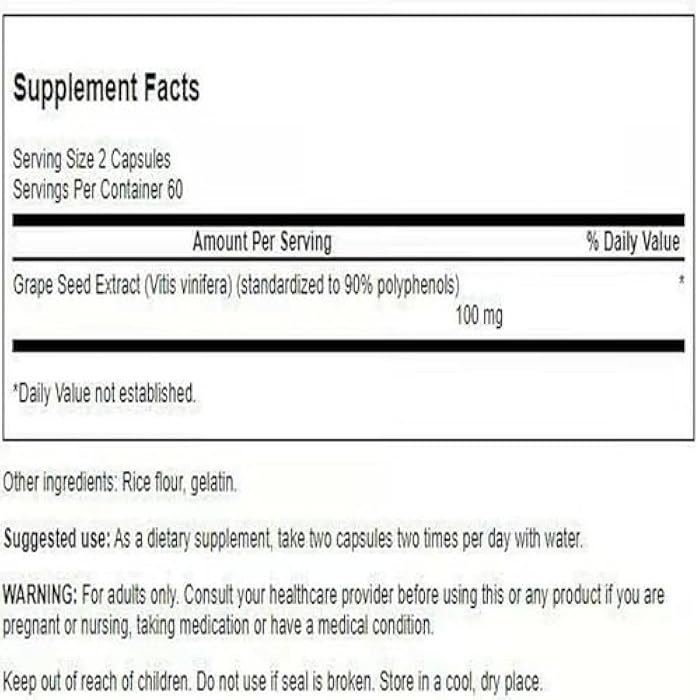 Swanson Grape Seed Extract (Standardized) 50 Milligrams 120 Capsules (2 Pack) - Image 2