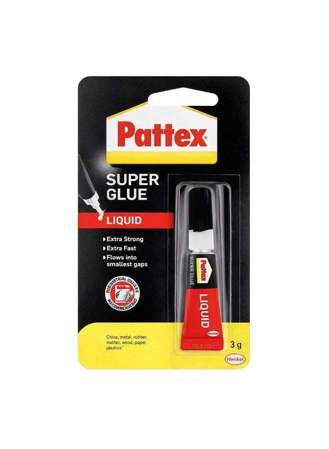 Pattex غراء سوبر سائل 3 جرام – لاصق قوي سريع الجفاف للمعادن، البلاستيك، الخشب، المطاط والسيراميك – فوهة دقيقة، رابطة فورية، غراء بقوة صناعية-2370711 - Image 1