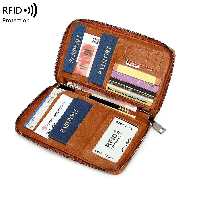 Cross-Border New Rfid Anti-Theft Passport Bag Large Capacity Long Passport Holder Multi-Functional Travel Storage Document Bag - Image 5