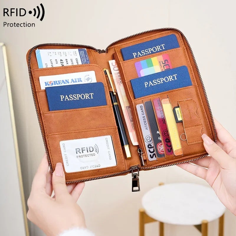 Cross-Border New Rfid Anti-Theft Passport Bag Large Capacity Long Passport Holder Multi-Functional Travel Storage Document Bag - Image 4