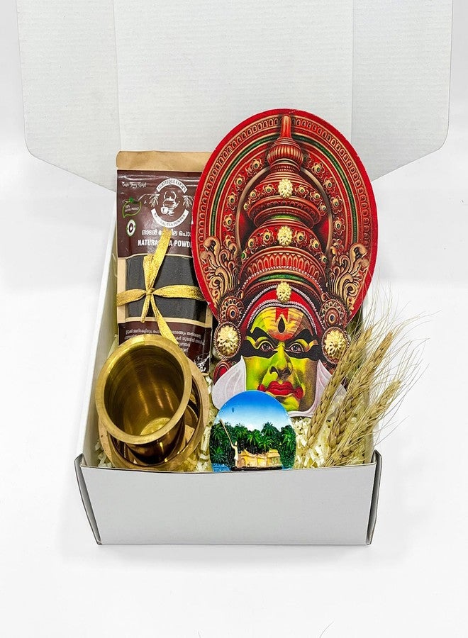Angroos Premium Kathakali Gift Set with Kerala Coffee, Brass Debra Set & Houseboat Magnet | Kerala Cultural Gift Box, Indian Traditional Return Gift, Handcrafted Heritage Souvenir - Image 1