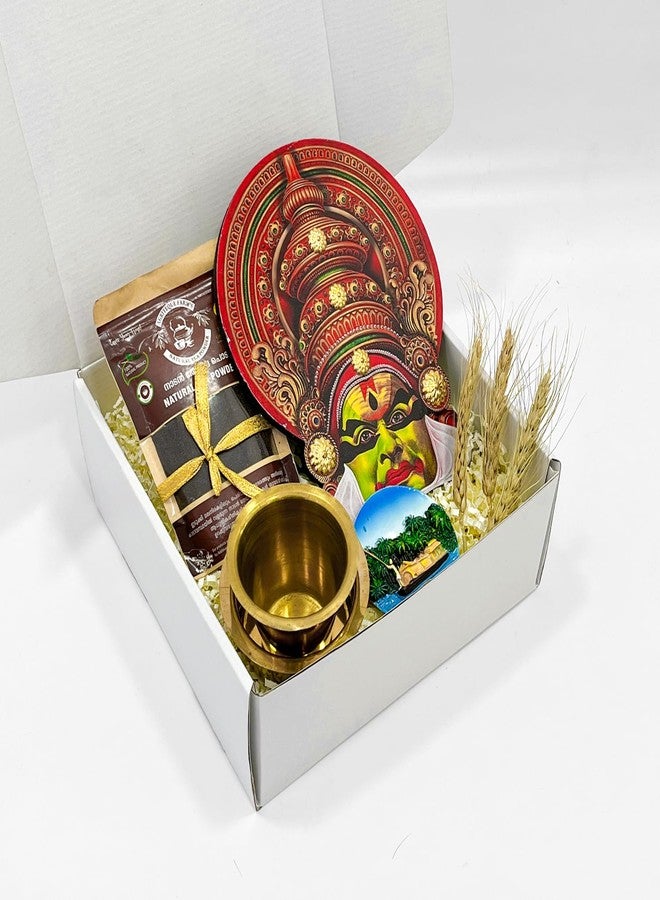 Angroos Premium Kathakali Gift Set with Kerala Coffee, Brass Debra Set & Houseboat Magnet | Kerala Cultural Gift Box, Indian Traditional Return Gift, Handcrafted Heritage Souvenir - Image 2
