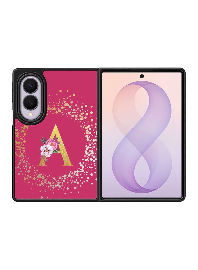 Stylizedd Rugged Case for Samsung Galaxy Z Fold8- Slim Fit Hybrid Rubber Cover Floral Monogram - A (Deep Pink)