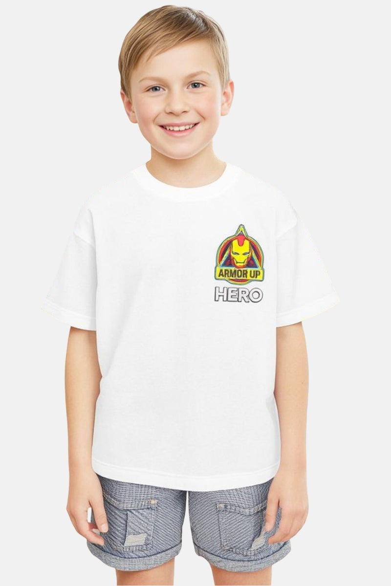 AVENGERS Kids Boy Crew Neck Short Sleeves Graphic Print T-Shirt, White - Image 1