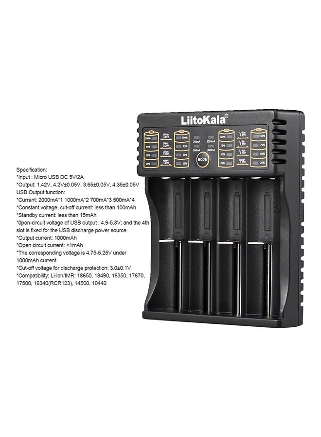LiitoKala Lii-402 Smart Battery Charger LED Indicators Display Black - Image 3