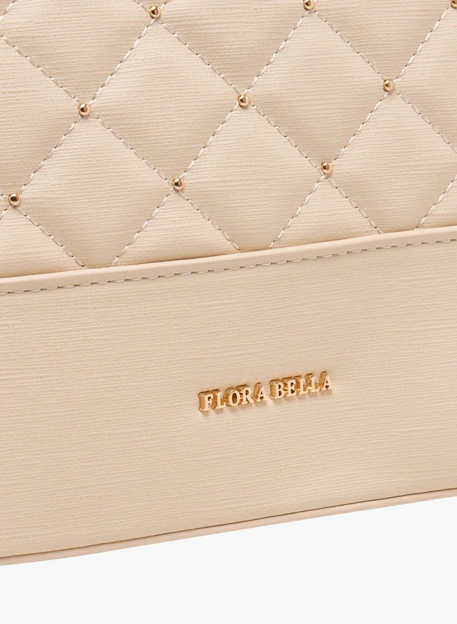 Flora Bella By Shoexpress BEIGE Quilted Tote Bag with Double Handle and Zip Closure  | Best Price UAE