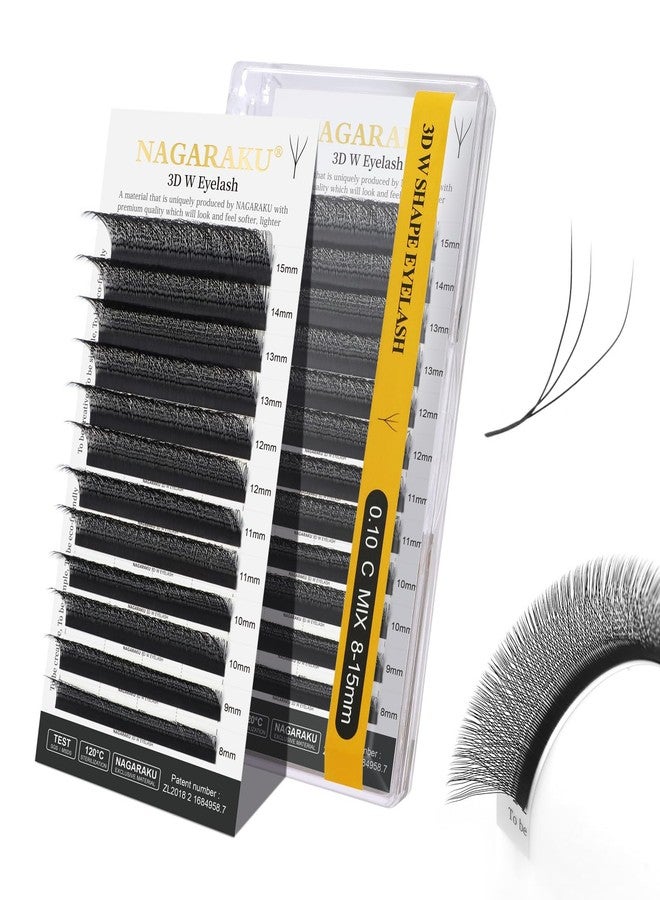 NAGARAKU W Eyelash Extension 3D Volume Cluster Premade Fan 0.10mm C curl 8-15mm MIX from BELLE GAGA Matte Black Cluster Easy Fanning yy Eye Lashes - Image 1