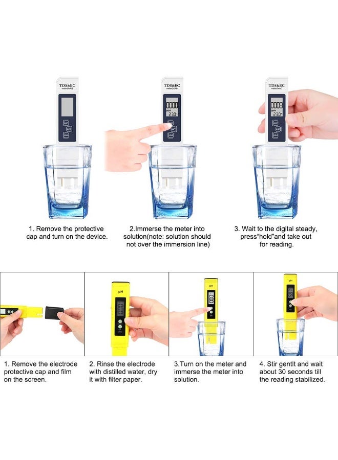 PH Meter Digital PH Tester 0.01 High Accuracy PH Meter for Water 0-14 PH Measurement Range for Drinking Water Pool and Aquarium 3-in-1 Instant Read TDS Meter Measures TDS EC Temperature Digital Water Testing Kit - Image 2