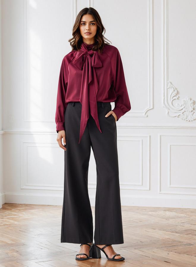 Iconic Regular Fit Pussy Bow Neck Top - Image 2