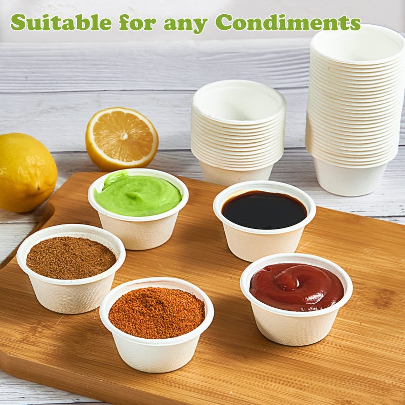 ECOLipak 200 Pack 2 oz Compostable Portion Cups  100% Biodegradable Souffle Cups  Disposable Paper Cups for Condiment Samples - Image 3