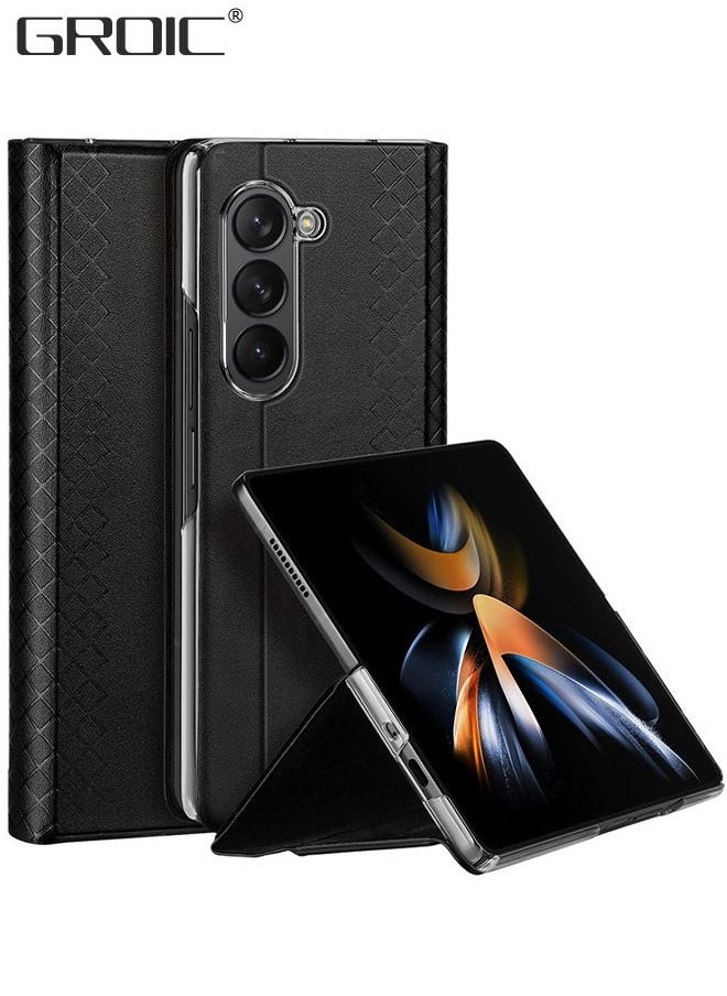 GROIC Case for Samsung Galaxy Z Fold 5 5G Wallet Case, PU Leather Flip Shockproof Folio Phone Cover with Card Slots RFID Blocking Kickstand Phone Cover 7.6 Inch for Galaxy Z Fold5 5G (2023)-Black  - Image 1